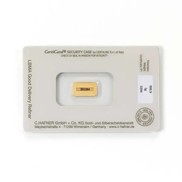 1 g Goldbarren (geprägt) – C. Hafner