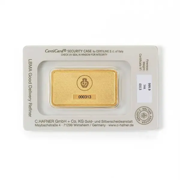 1 oz Goldbarren (geprägt) – C. Hafner