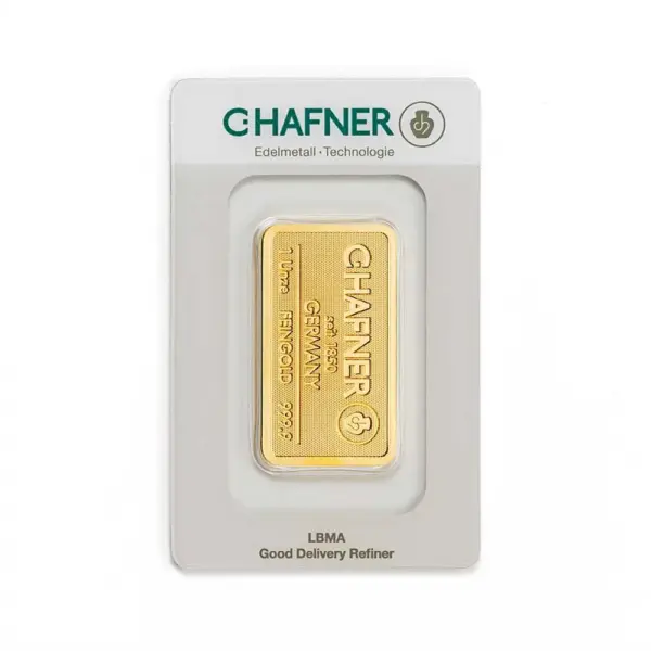 1 oz Goldbarren (geprägt) – C. Hafner