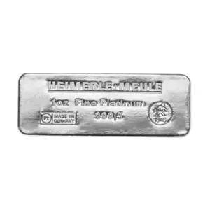 1 oz Platinbarren (gegossen, Sargbarren) – Heimerle + Meule