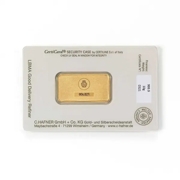 10 g Goldbarren (geprägt) – C. Hafner