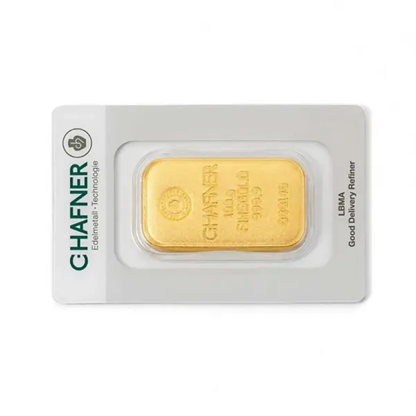 100 g Goldbarren (gegossen) – C. Hafner