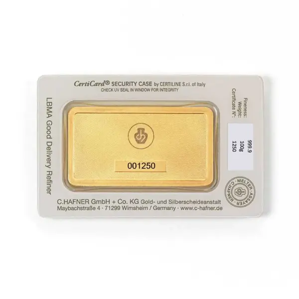 100 g Goldbarren (geprägt) – C. Hafner