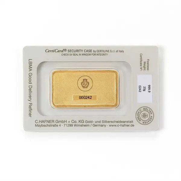 20 g Goldbarren (geprägt) – C. Hafner