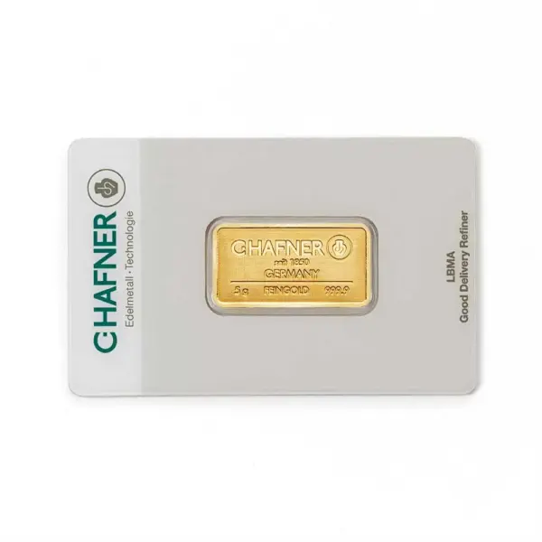5 g Goldbarren (geprägt) – C. Hafner