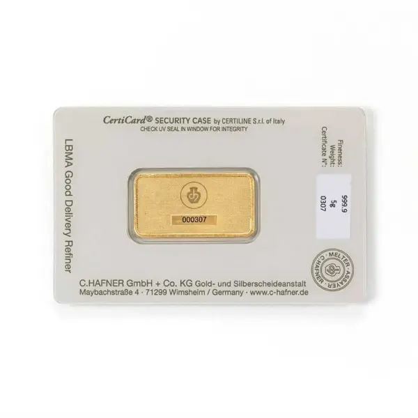 5 g Goldbarren (geprägt) – C. Hafner