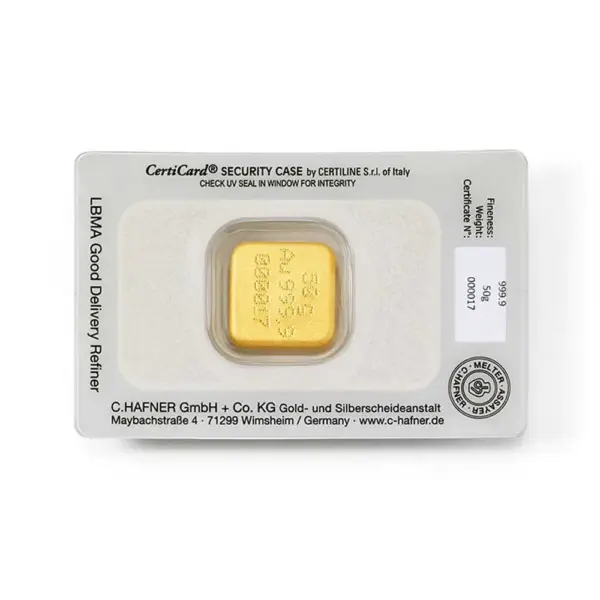 50 g Goldbarren (gegossen) – C. Hafner