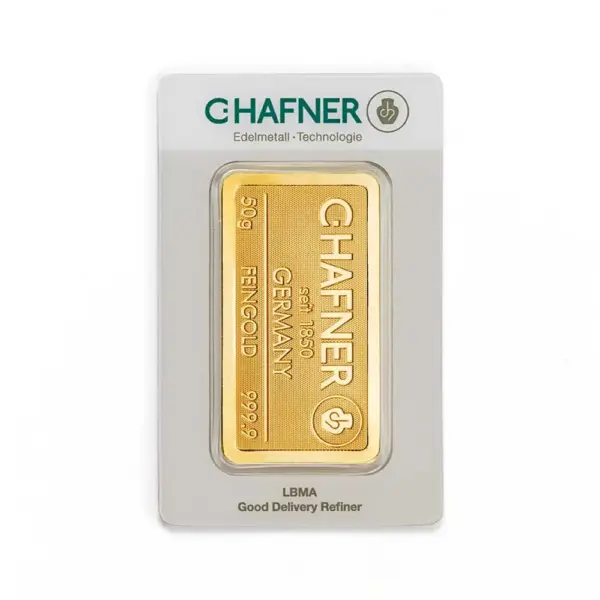 50 g Goldbarren (geprägt) – C. Hafner