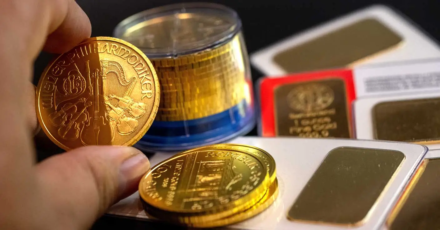 Goldm&uuml;nzen und Goldbarren