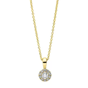 18kt Gelbgold Collier mit 11 Brillanten von 0,18 ct