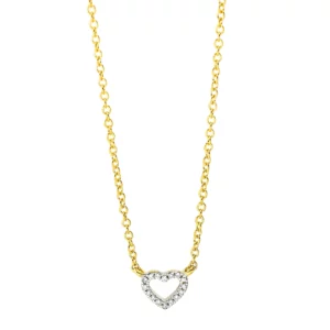 18kt Gelbgold Collier mit Herzanhänger und 16 Brillanten von 0,05 ct
