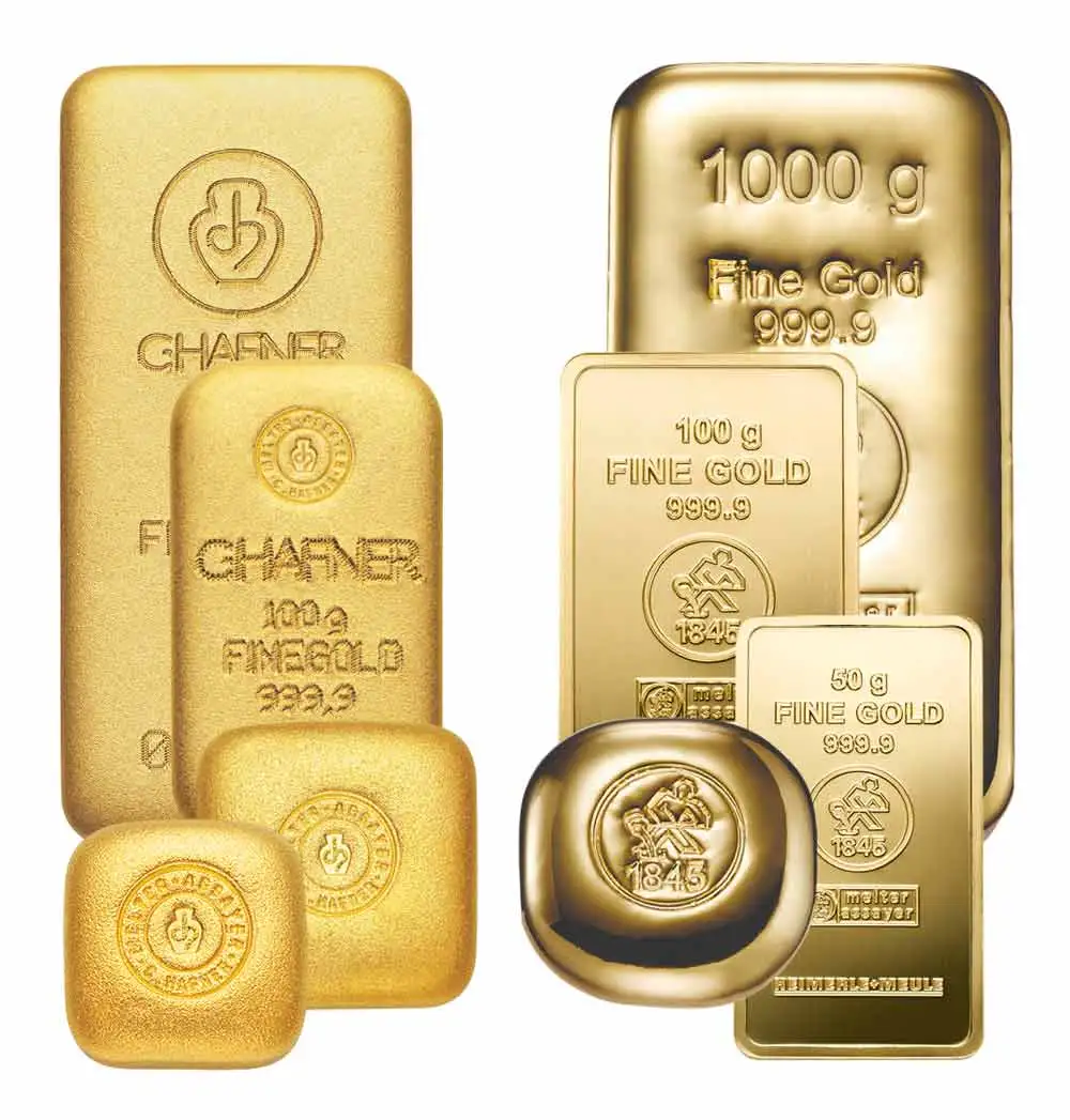 Heimerle + Meule und C. Hafner Goldbarren