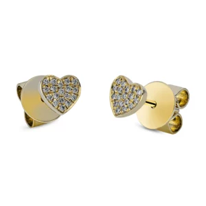 18kt Gelbgold Ohrstecker in Herzform mit 36 Brillanten von 0,08 ct