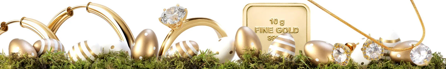 Ostereier, Schmuck und Goldbarren