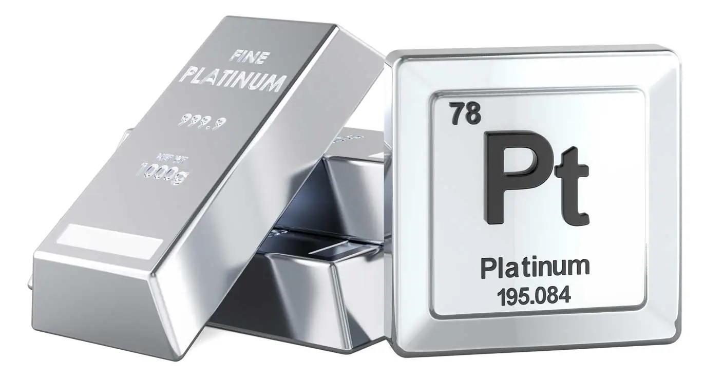 Platinbarren und Pt Symbol